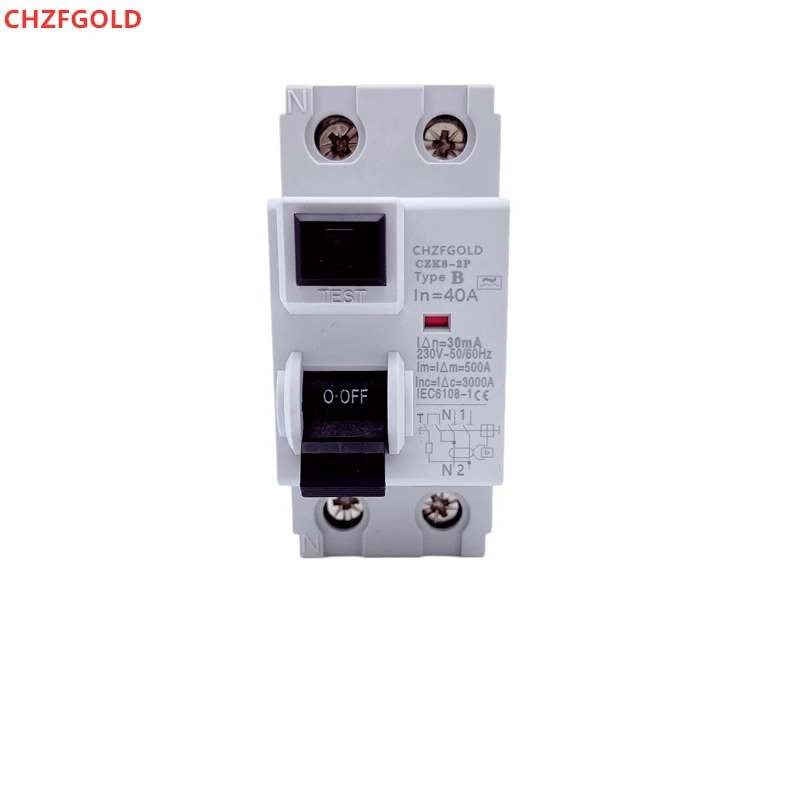 DC RCCB RCD 2P 100A 10mA Type B10KA CHZFGOLD Din Rail Earth Leakage Electric Vehicle EV Charging Pile Residual Current breaker