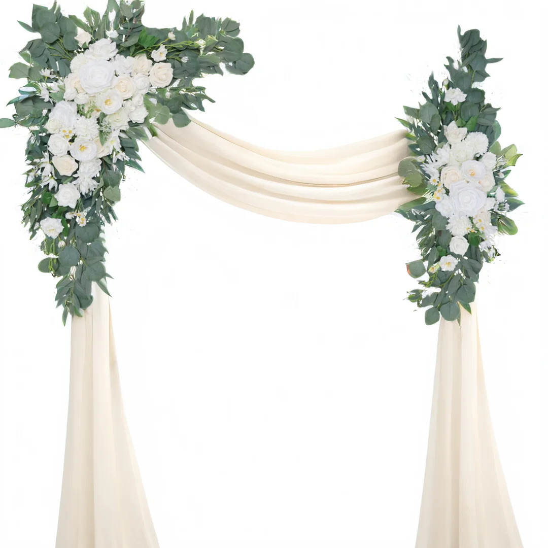 

YeeNanee Deluxe Wedding Arch Flowers White Red Artificial Floral Swags for Country Wedding Ceremony Arbor Backdrop Decoration