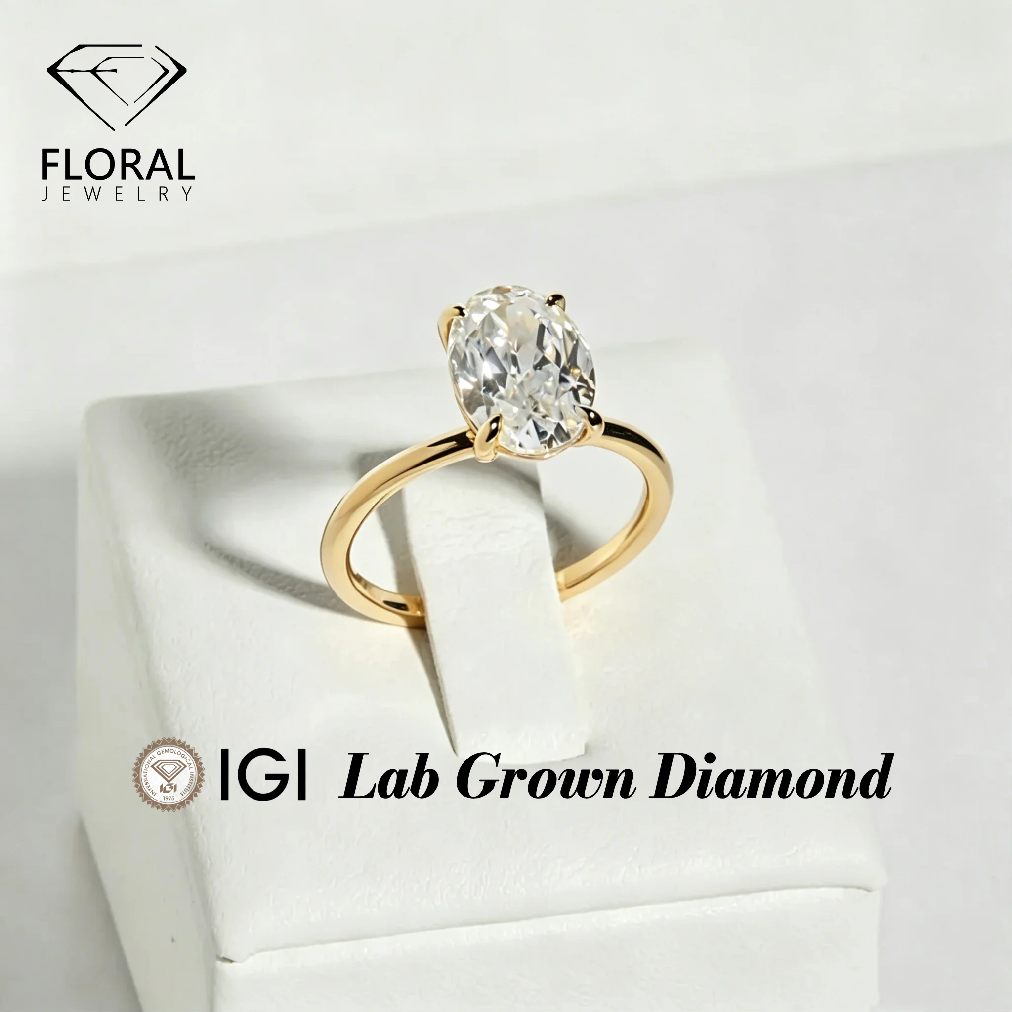 

FLORAL Oval Cut 1CT 2CT 3CT DEF VVS IGI Lab Diamond Engagement Ring Silver Gold Wedding Ring for Women Fine Jewelry
