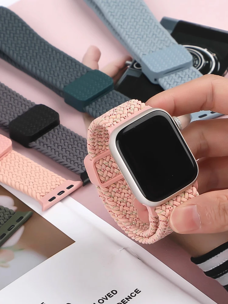 Braided Strap For Apple watch bands 44mm 42mm 40mm 45mm 46mm 41mm 49mm Correa Bracelet iWatch Series 9 8 10 7 6 5 4 se Ultra 2