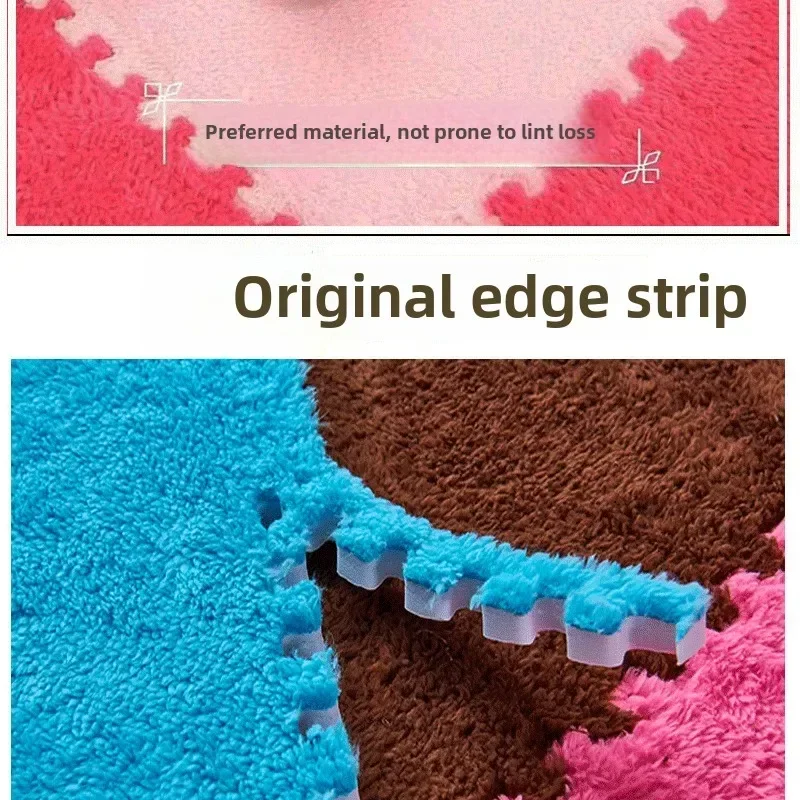4-20 Pieces Baby Plush Rugs Washable Reusable EVA Foam Puzzle Mat Soft Non-slip Living Room Activity Play Mat BPA Free
