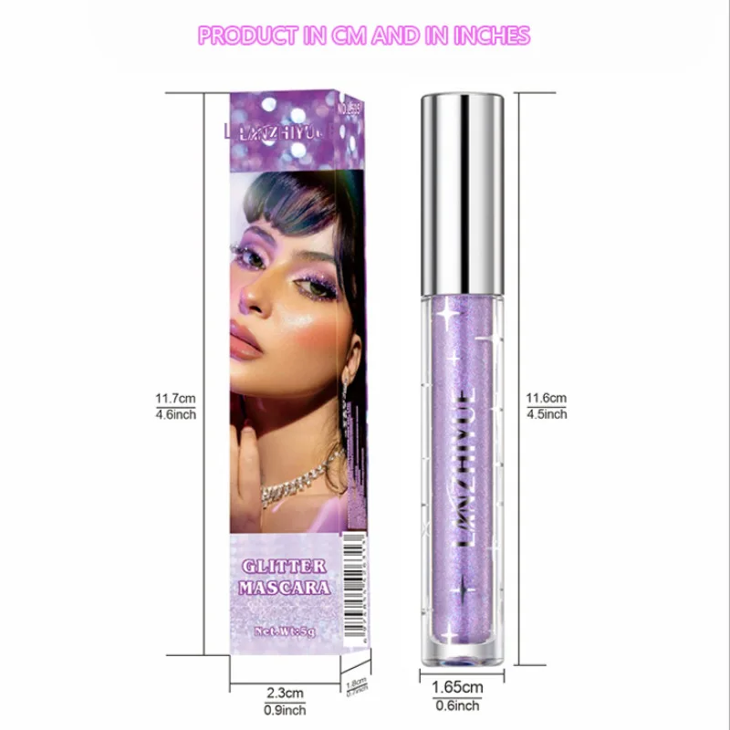 Heallor-Mascara à paillettes de diamant, maquillage des yeux de fête de vacances, séchage rapide, longue durée, étanche, optique de curling, cils brillants, C