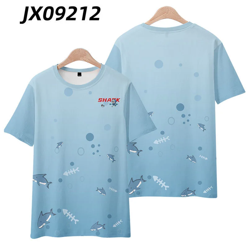 NEW!! Gawr Gura VTuber Printing T-shirt Summer Fashion Round Neck Short Sleeve Popular Japanese Harajuku Streetwear Plus Size