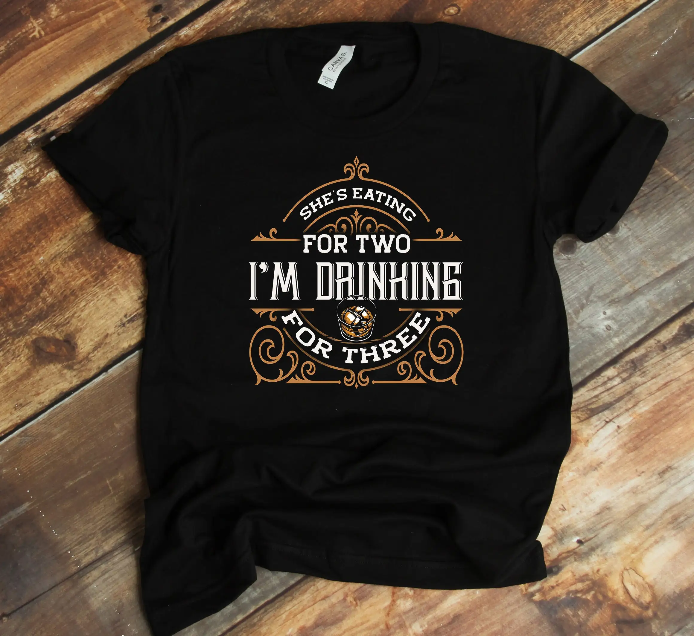 Eating For Two Drinking Three T Shirt Pregnancy Announcement