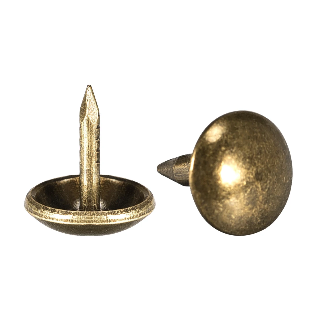 UXCELL 100Pcs Upholstery Nails Tacks 6/7/9/11/14/19mm Dia Retro Round Thumb Push Pins Bronze Tone for Furniture Sofa Headboards
