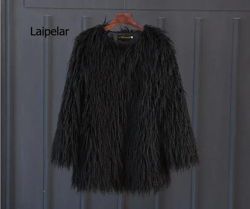 Autumn winter new Faux fur coats female pink fashionable was thin long hair wool Hairy fur coat parkas Women Top