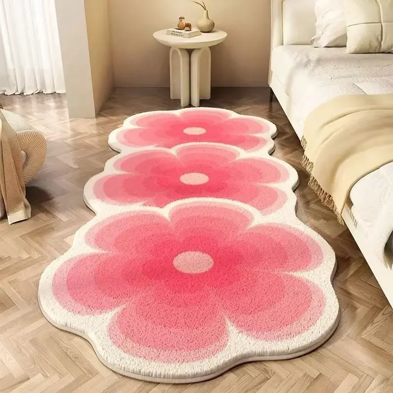 Imitation Cashmere Printed Bedroom Rug Soft Plush Bathtub Carpet Area Rugs Bathroom Rug Fresh Flowers Floor Mats Doormat