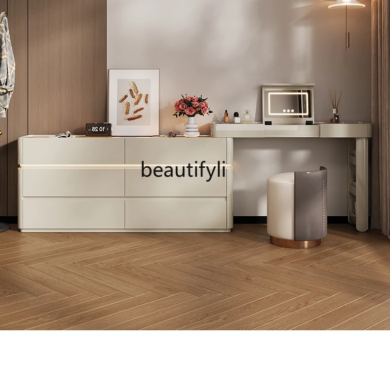 Flip dresser chest integrated light luxury master bedroom designer solid wood corner makeup table