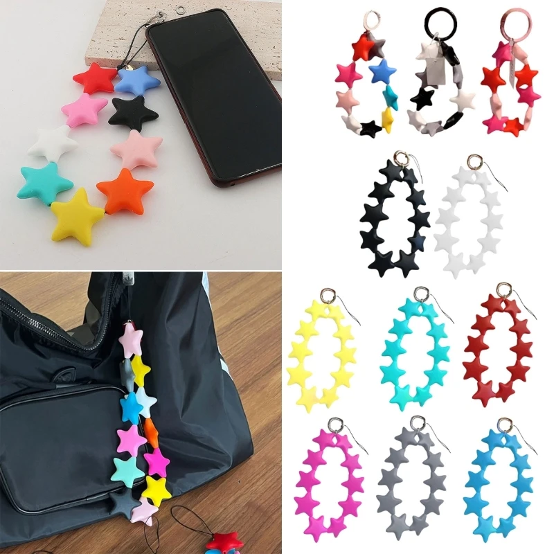 Colorful Silicone Star Playful Silicone Star Key Chain Hangings for Children's Rooms and Study Areas