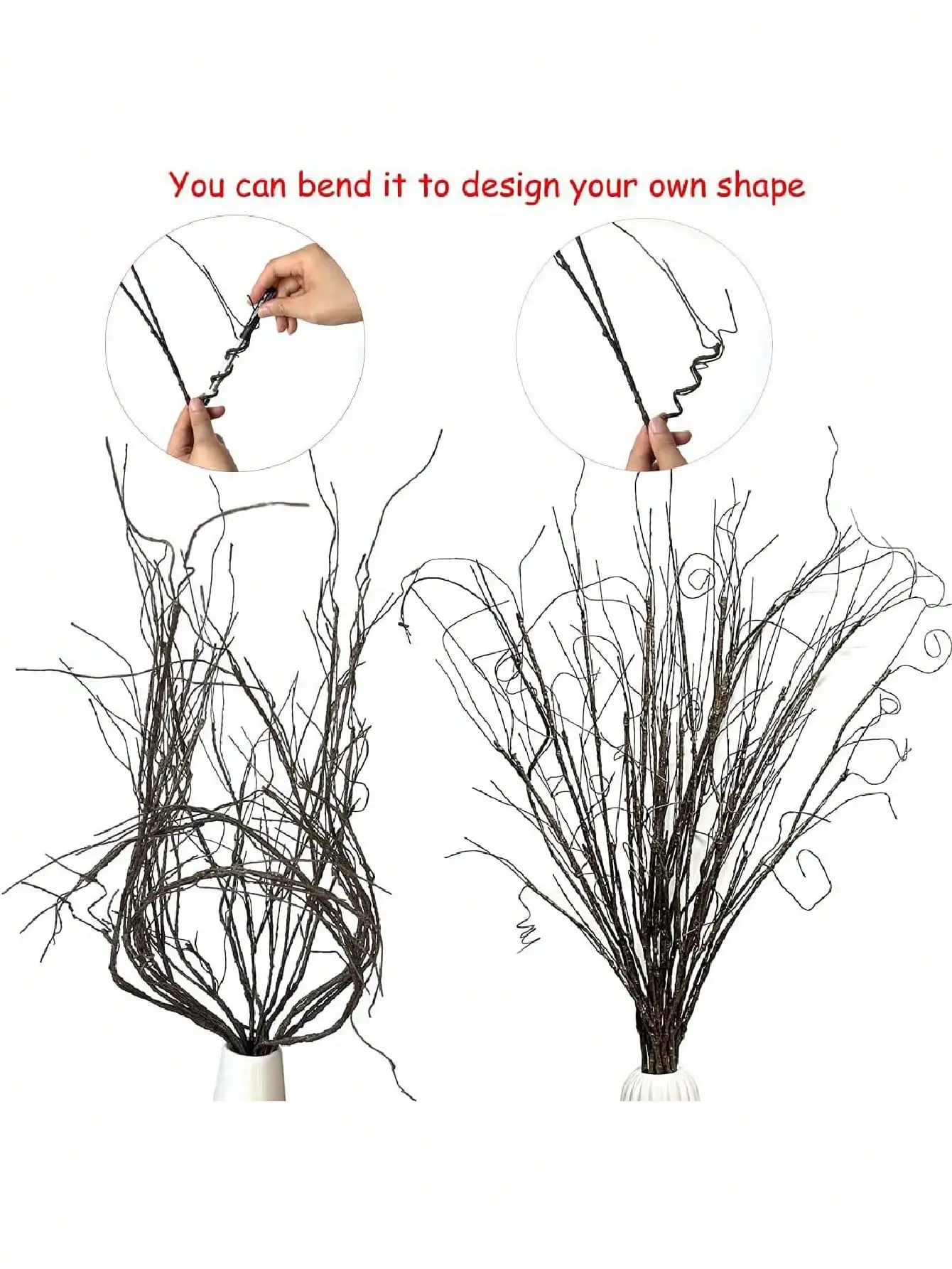 1pc/3pcs/5pcs-Lifelike Curly Willow Branches Decorative Dried Artificial Twigs, 29.53 In Fake Bendable Sticks Vintage Vines/Stem