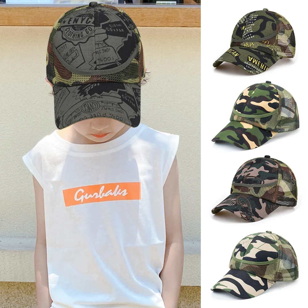 3-9 Years Kids Cap Summer Autumn Cap HipHop Hat Camouflage Baby Boy Mesh Baseball Cap For Boys Girl Caps Children Hats