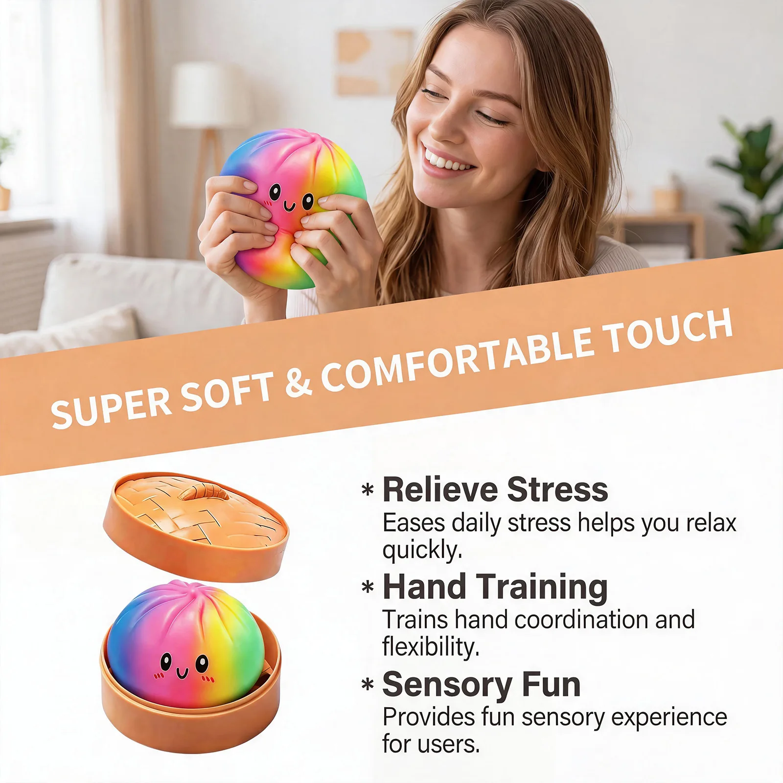 16cm Extra Large Big Dumplings Squeeze Toy with Steamer Soft Squeeze Toy Slow Resilience Fidget Squeeze Decompression Dough