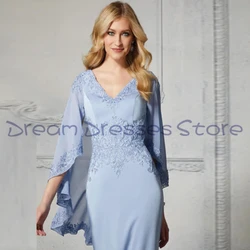 Exquisite V-Neck Mother Of Bride Applique Dresses Flower Bolero Jacket Chiffon Dress for Wedding 2024 Summer Mère Formelle