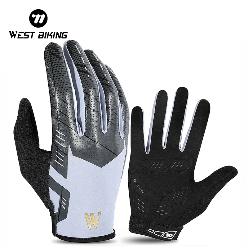 WEST BIKING Long Finger Non-Slip Shock-Absorbing Cycling Gloves Spring And Summer Men'S Breathable Sunscreen Touch Screen Gloves