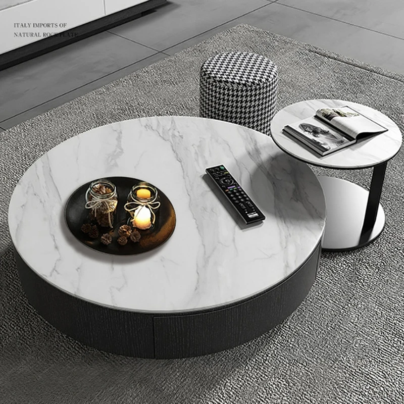 

White Coffee Tables Living Room Size Round Low Coffee Table Sofa Side Table Combination Small Apartment Floor Locker Furniture