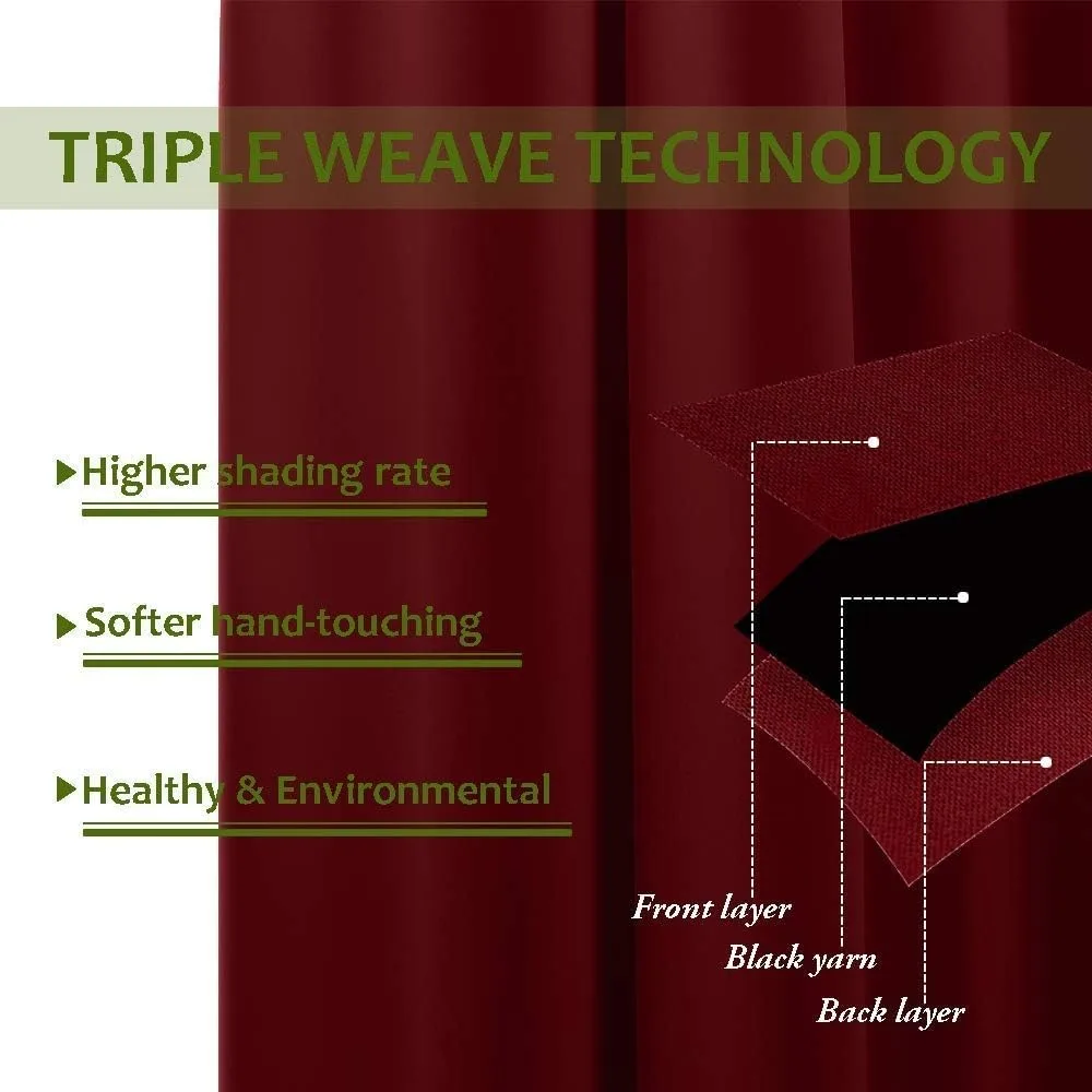 Double Pinch Pleated Curtains Pair - Ideal for Living Room, Bedroom, Bungalow, Hall - Window Treatments - Brick Red, 96 Wide