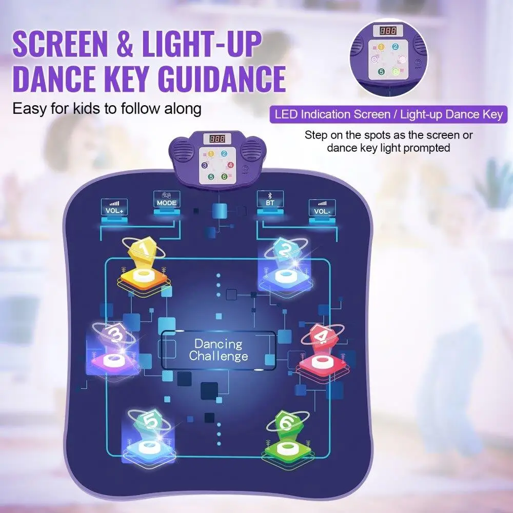 for kids Dance Mat Wireless Bluetooth Dance Pad Toy Gift for Girls Age for 3 and Up Interactive Fun Activity