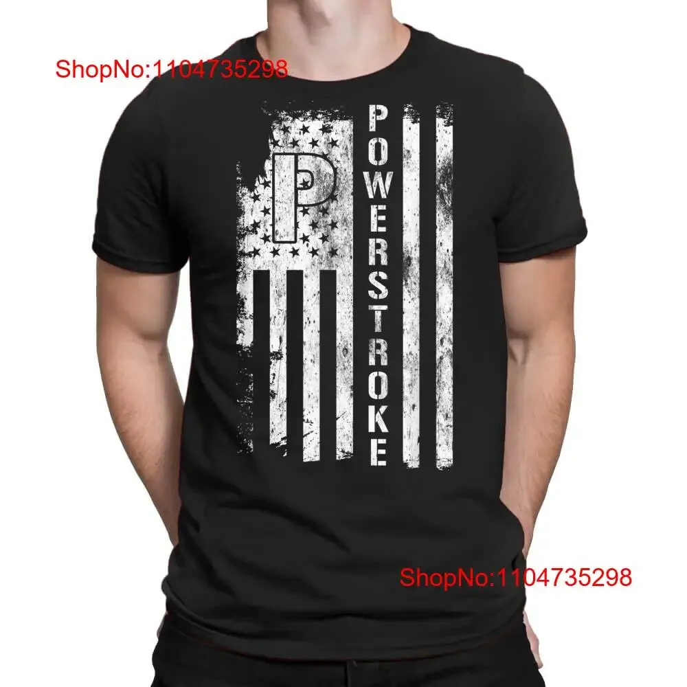 MEJOR PARA COMPRAR Powerstroke Bandera Americana Texto Blanco Hecho en EE. UU. S 5XL Camiseta Retro vintage Lavado Moda Casual Ligeramente Unisex