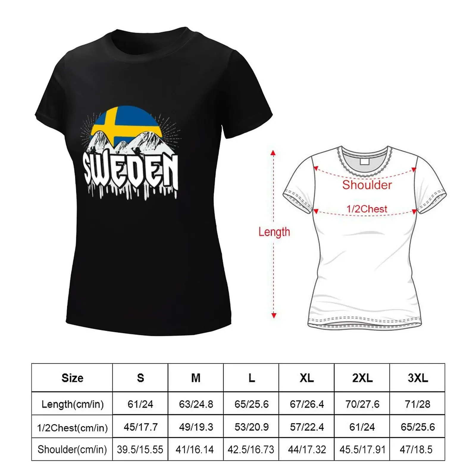 Sweden North Country Flag mountains T-Shirt aesthetic clothes female Women's tee shirt