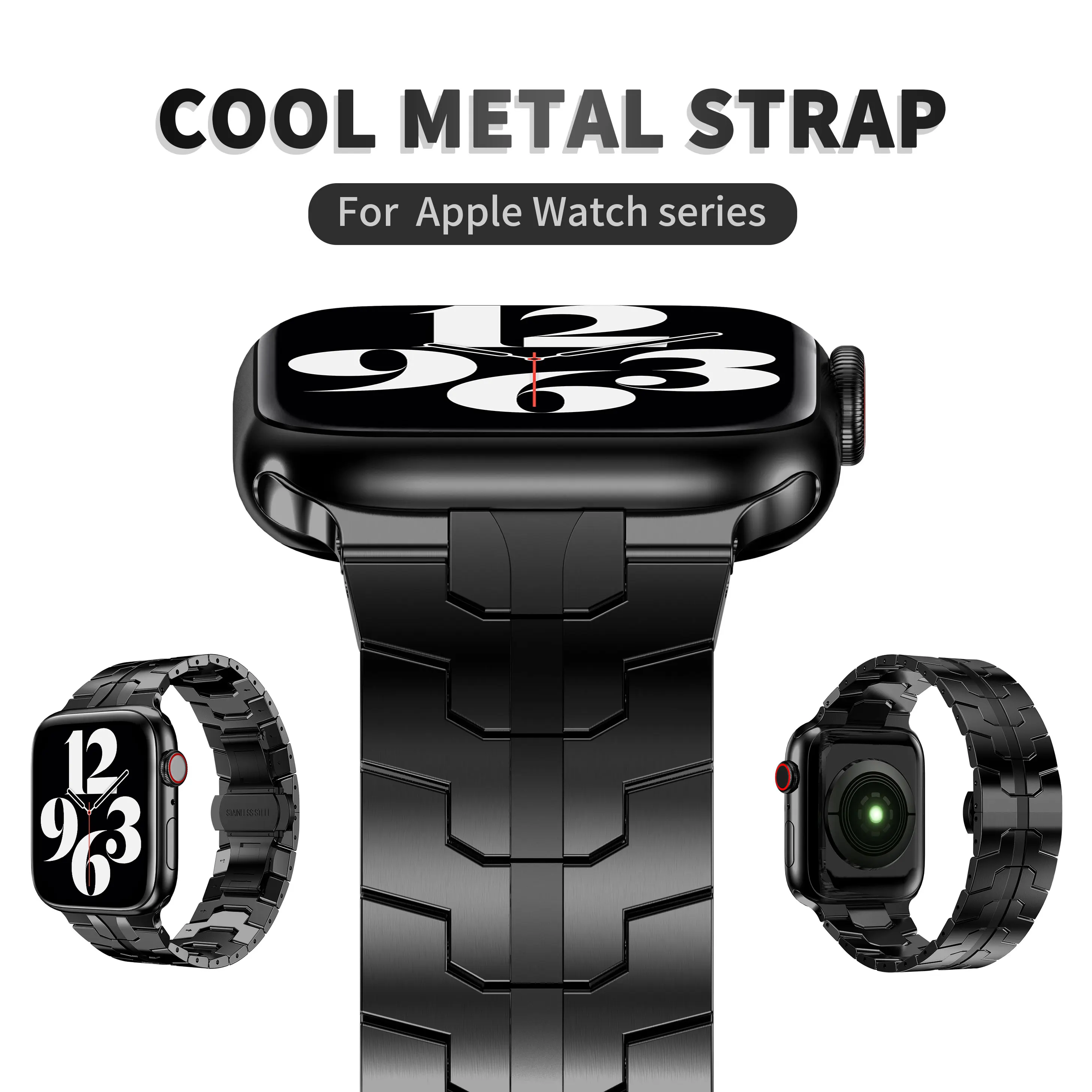 

Cool stainless steel strap for Apple Watch 46mm strap 49 45 44 42 40 41 38mm Men's metal strap for iwatch Series 987654 strap