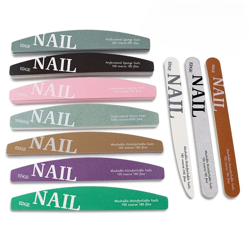 Dwustronne pilniki do paznokci, kolorowe gąbki do polerowania paznokci, paski do szlifowania i polerowania, narzędzia do pedicure i manicure.