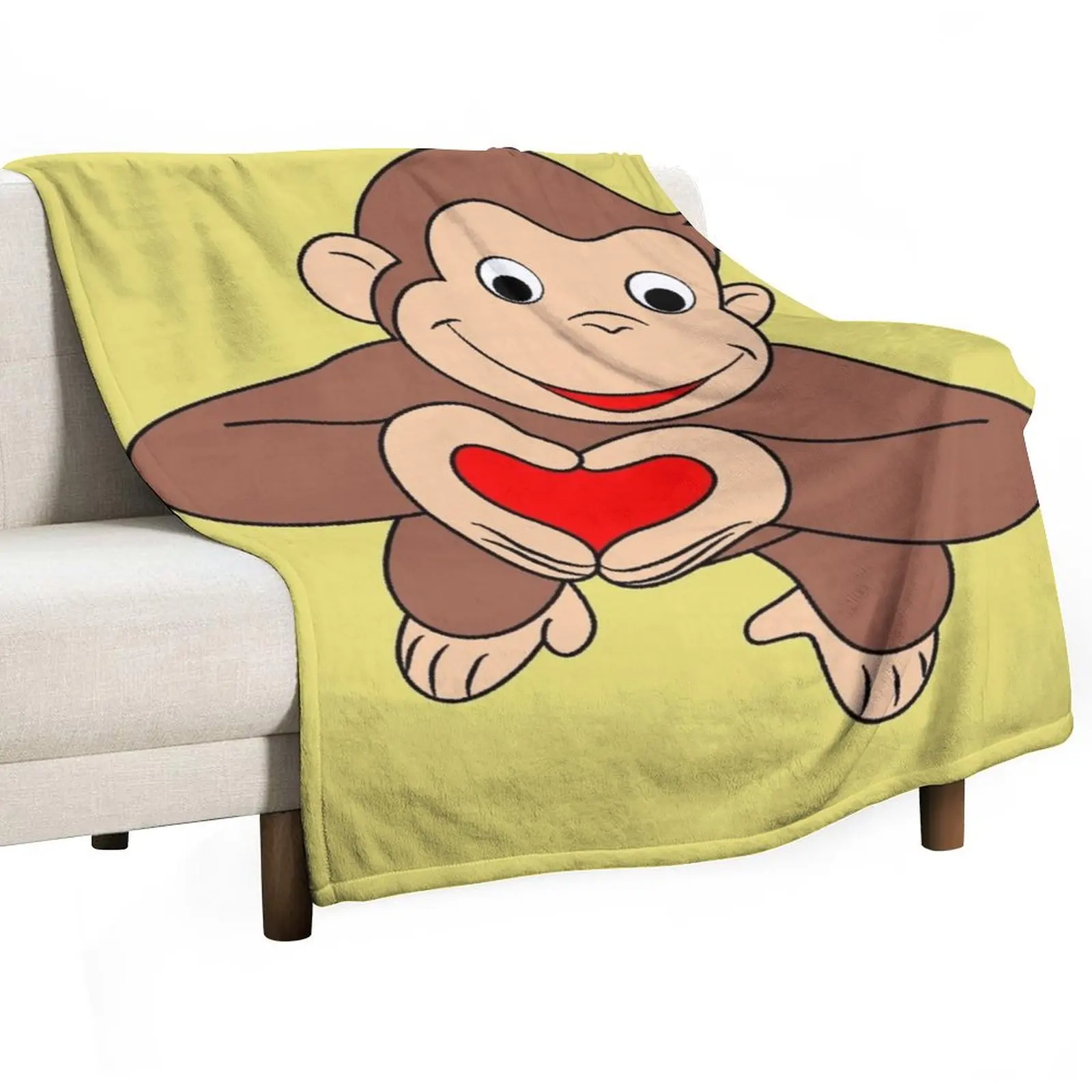 

Curious George Is All Heart Throw Blanket Travel Sofas Plaid Retros Blankets