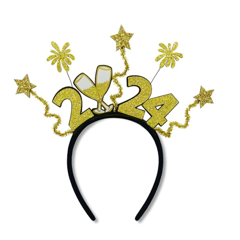 Adults Headband 2024 New Year Eve Party Headbands Headhoop Christmas Party Headdress New Year Festive Decoration