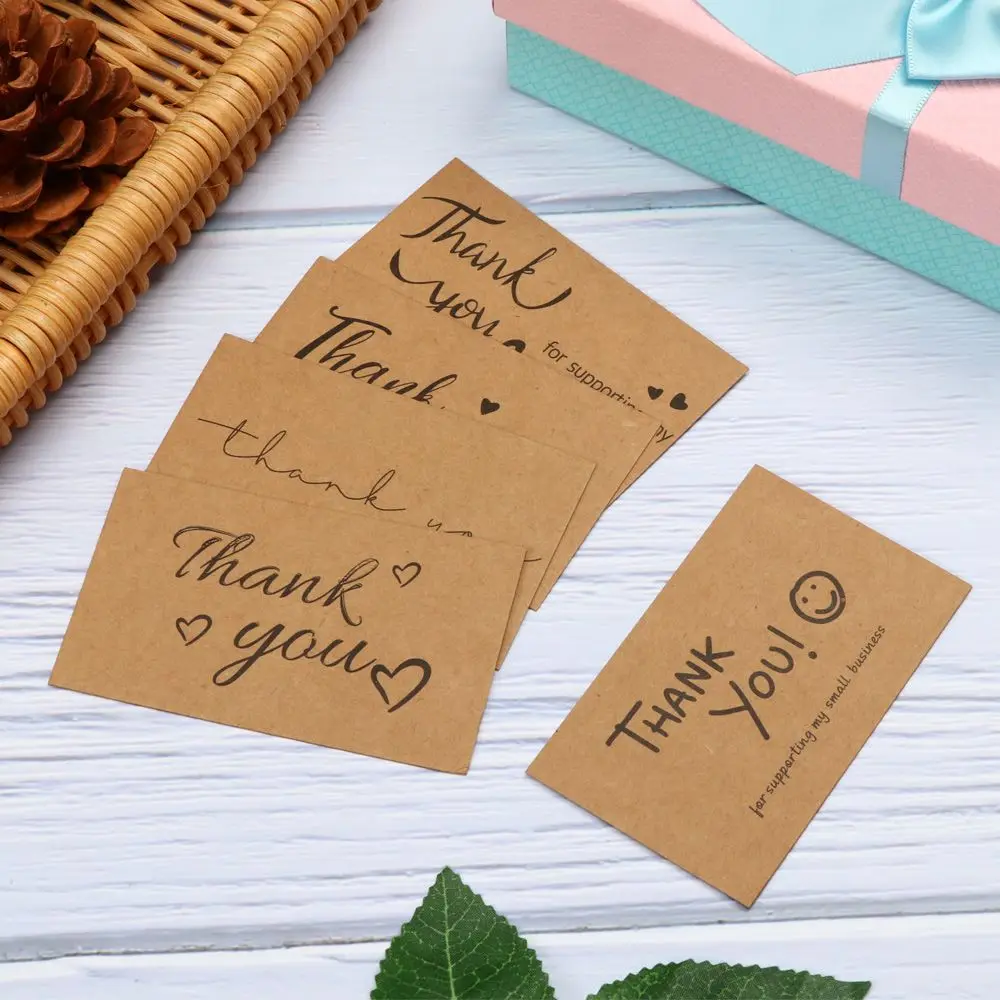 30pcs Kraft Paper Business Thank You Card Enterprise Store  Greeting Labels Wholesale Custom Gift Decoration Party Supplies