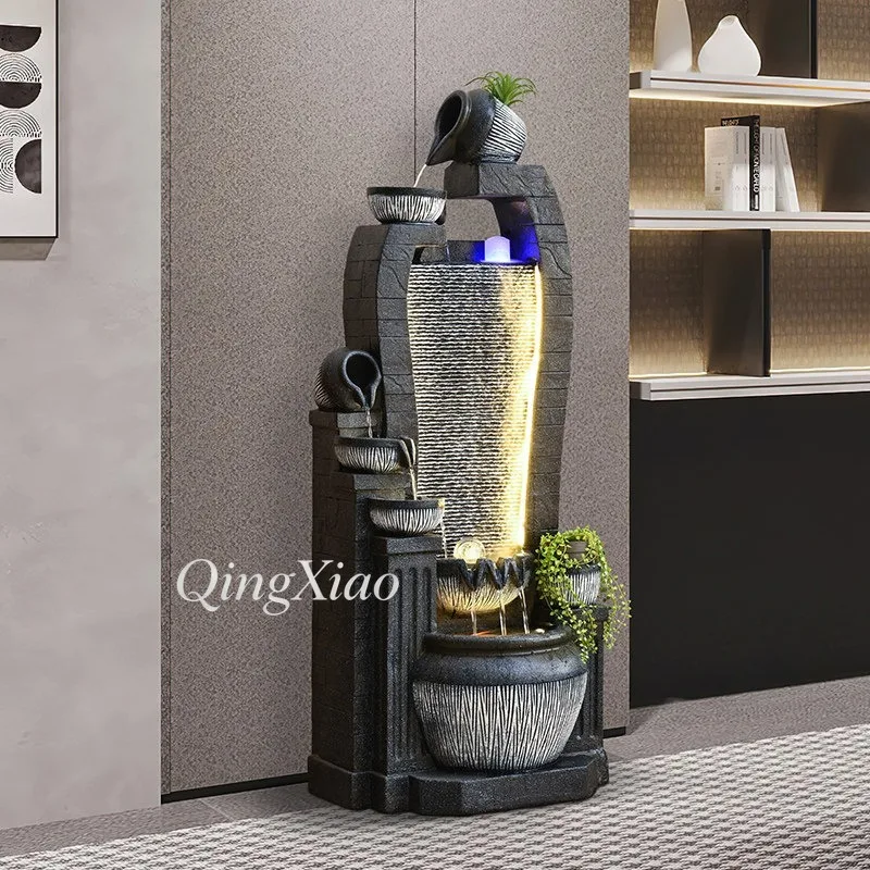 European-style floor-to-ceiling fountain ornament multi-layer stacked water landscape retro texture appearance suitable for home