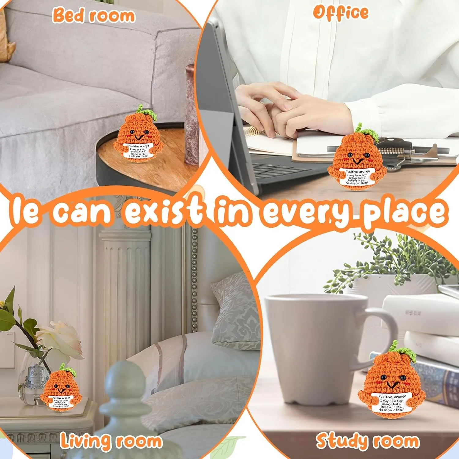 1pc Creative Crocheted Plush Desktop Decorations, Emotional Support Creative Gifts with Greeting Cards, Handmade Positive Room Plush Decorations, Room Desktop Fun Ornaments, Suitable for Festivals, Birthdays - view 5