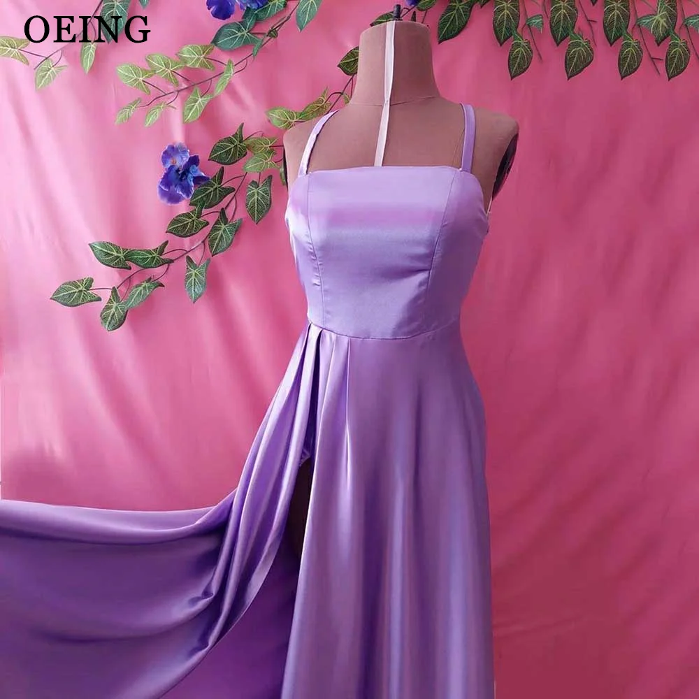 

OEING Sexy Strapless Prom Dresses Women Side Split Evening Gown A-Line Princess Party Floor-Length Robe De Soirée Backless