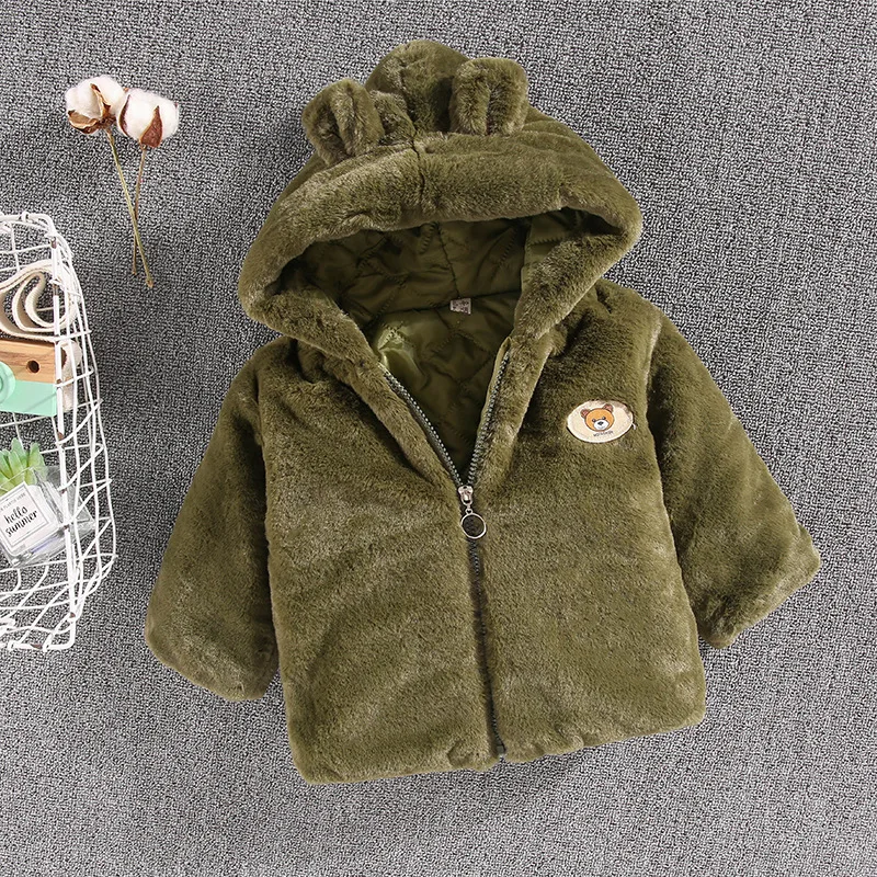 1 2 3 4 5 6 Year Baby Boys Jacket Autumn Winter Warm Hooded Zipper Outerwear Fashion Little Bear Coat Birthday Gift Kids Clothes