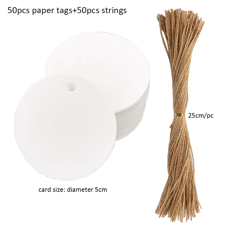 Kraft Paper Tags with Strings, 50pcs