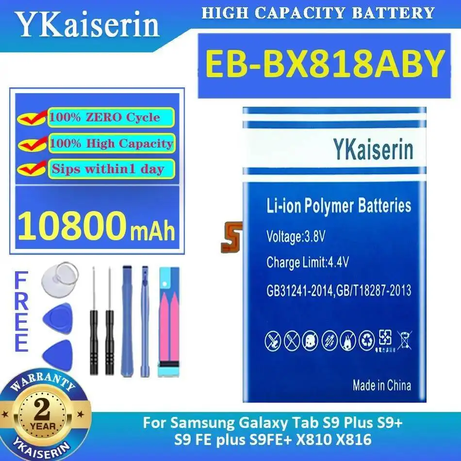 

Аккумулятор для планшета EB-BX818ABY 10800 мАч для Samsung Galaxy Tab S9 Plus S9+ FE S9FE+ X810 X816