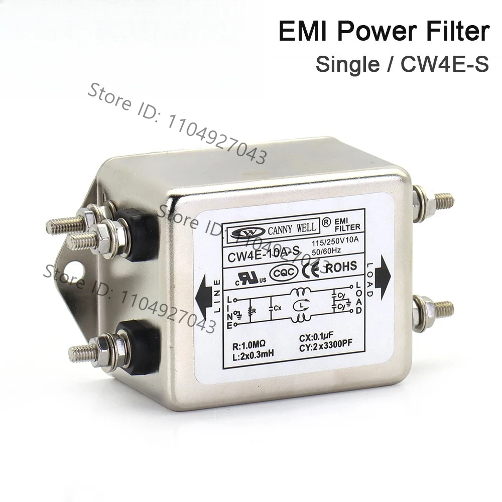 Power EMI Filter CW4E-10A 20A 30A 40A-S Single Pole Filter Connector Single Phase 220V Purification Anti-jamming