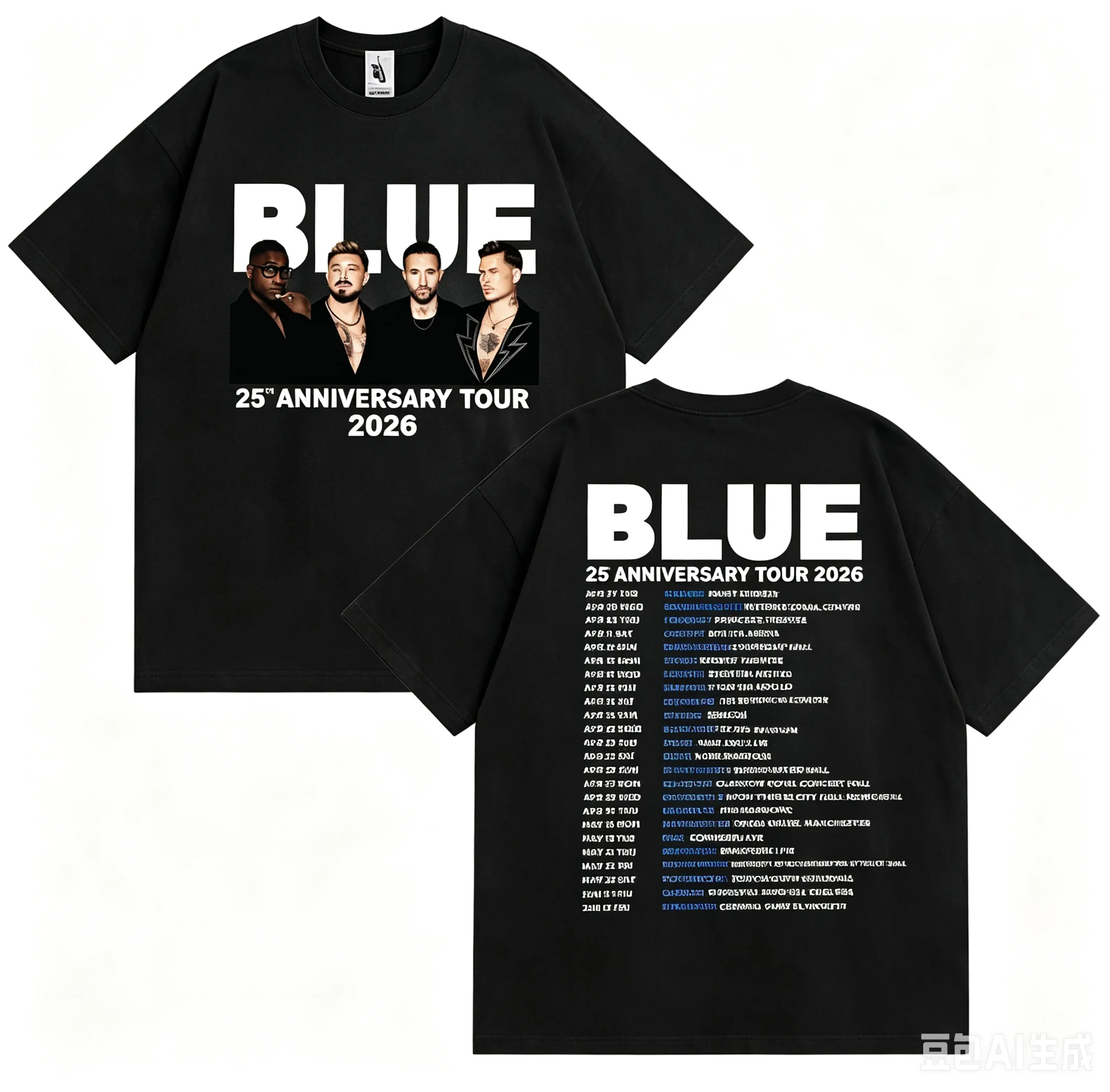 1pc Blue 25th Anniversary Tour 2026 Blue Fan Gif Cotton T shirt Unisex Men Women Kids Summer Streetwear Casual Short Sleeve Tops