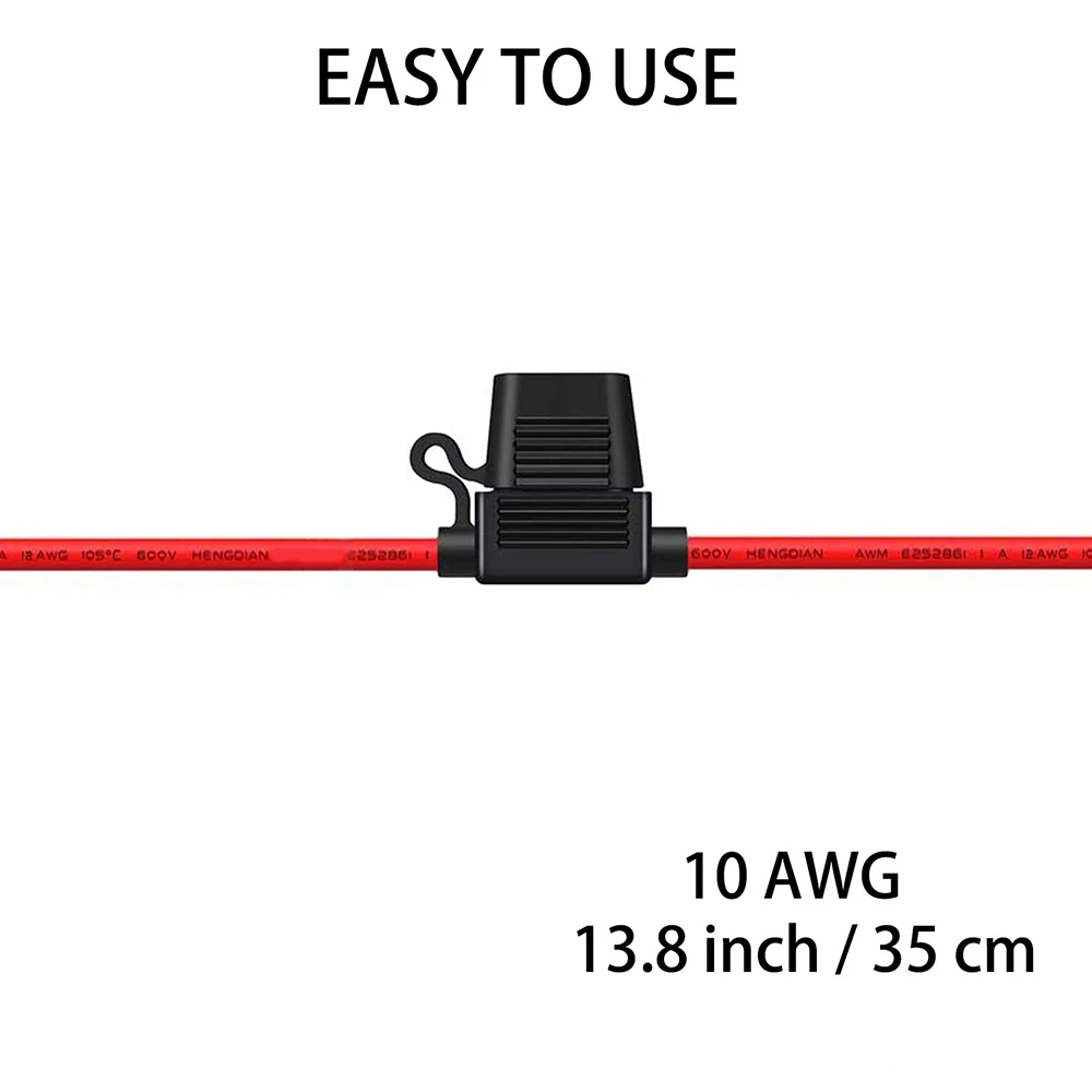 4er-Set 10 AWG Standard-Flachsicherungshalter, spritzwassergeschützte Box 12V 40A mit Sicherungen, Flachdraht-Trennschalter, Sicherungssockel – Detail 3