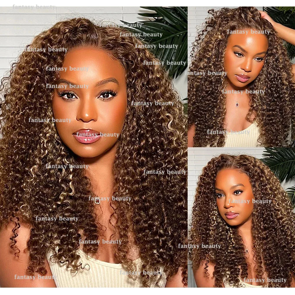 Wigs human hair brown Afro kinky curly convenient and comfortable glueless women's wig 100% human hair HD full lace wig