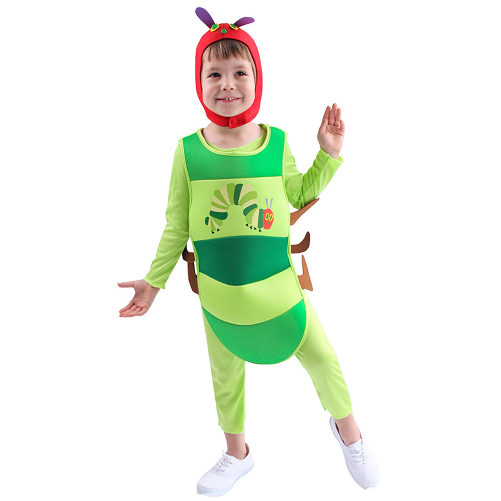 Green Caterpillar Costume Children Cosplay Costume Kids Animal Cosplay Costume Outfit for Stage Show Halloween Party Suit