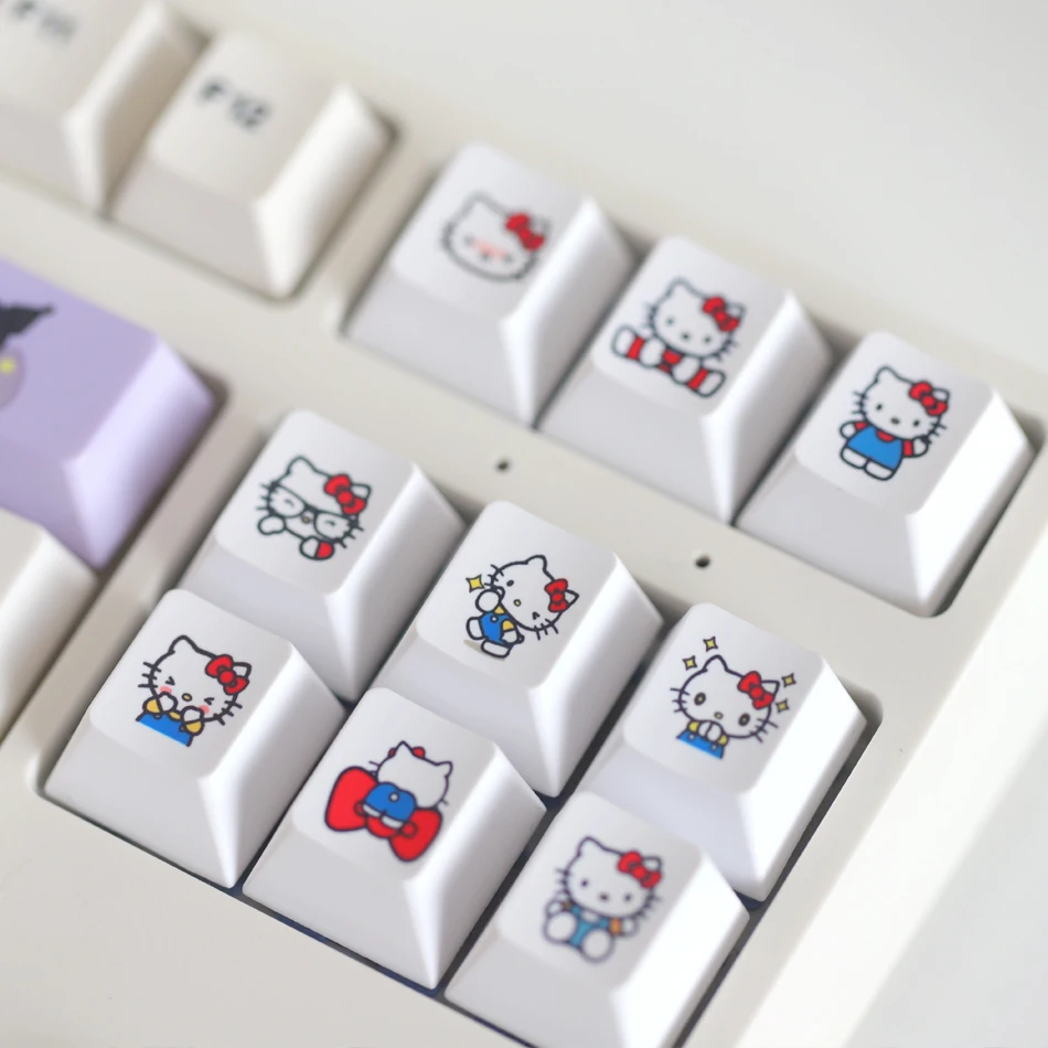 Hello Kitty Cute Cartoon Keycap Esc Spacebar Delete Key 1set Personalized Cherry Cross Shaft Key Cap for DIY Mechanical Keyboard