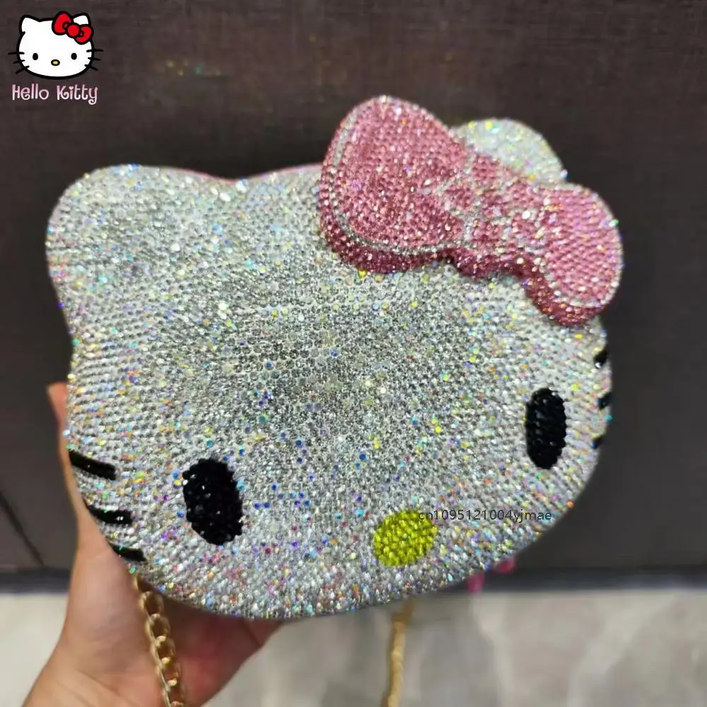 

Sanrio Luxury Hello Kitty Rhinestone Bag Sweet Girls Style Crossbody Bag Personalized Full of Diamonds Dinner Bag Lady's Gift