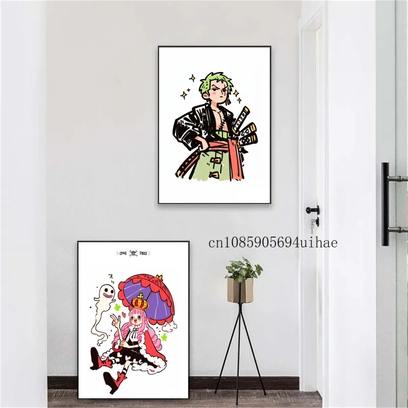 

Classic Anime One Piece Unframed Canvas Q Version Print Poster for Living Home Home Decor Cartoon Wall Art Aesthetic Room Decor