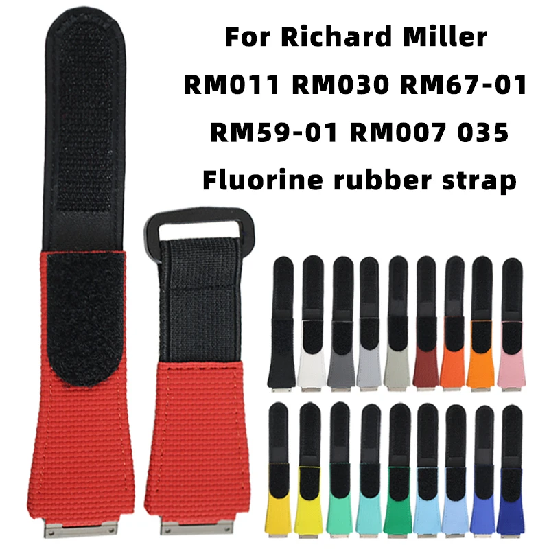 

High Elasticity FKM Rubber & Nylon Hybrid Watch Strap for Richard Mille RM Series (RM005/RM011/RM030/RM35-01) Durable Replacemen