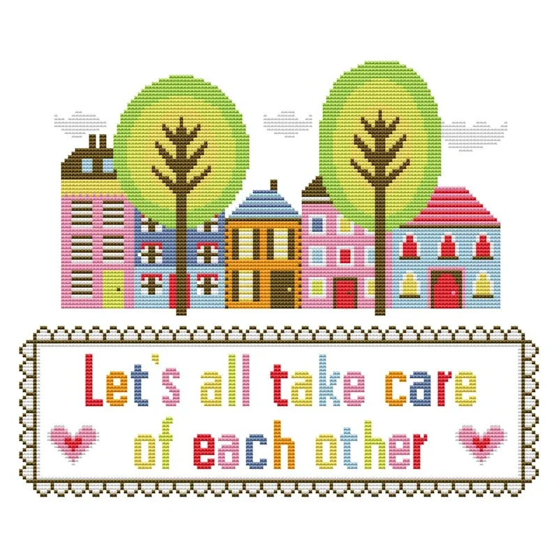 Joy Sunday Cross Stitch Kit Let's All Take Care of Each Other Printed Cross Stitch Embroidery Kit Set Crosstitch Kit DIY Craft