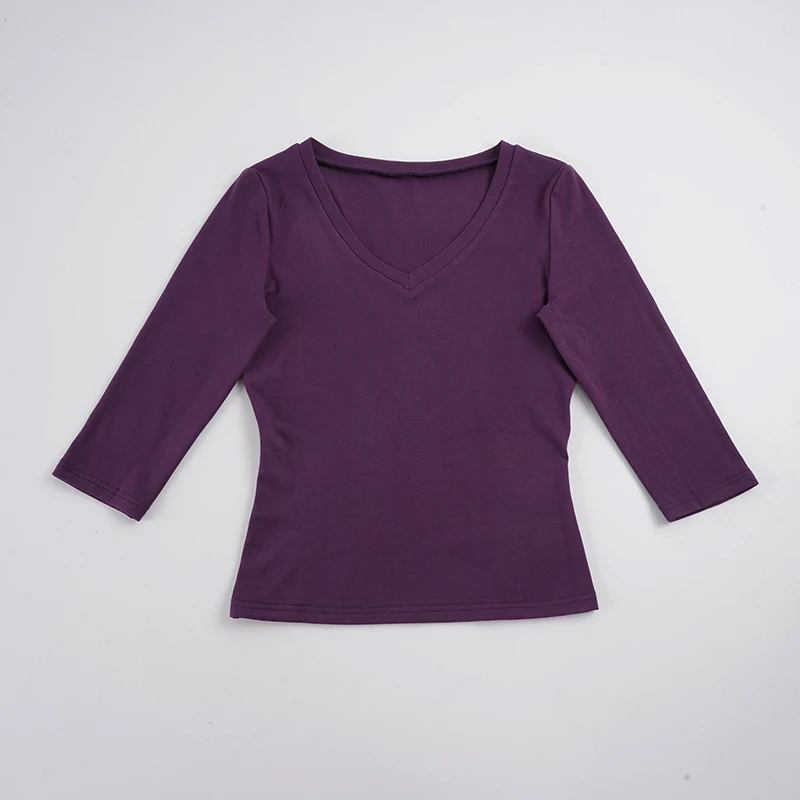 Women's V-Neck 3/4 Sleeve Crop Top Slim Fit Casual Basic Solid Color Short Tee for Daily Wear Summer All Match T-shits 2026 New
