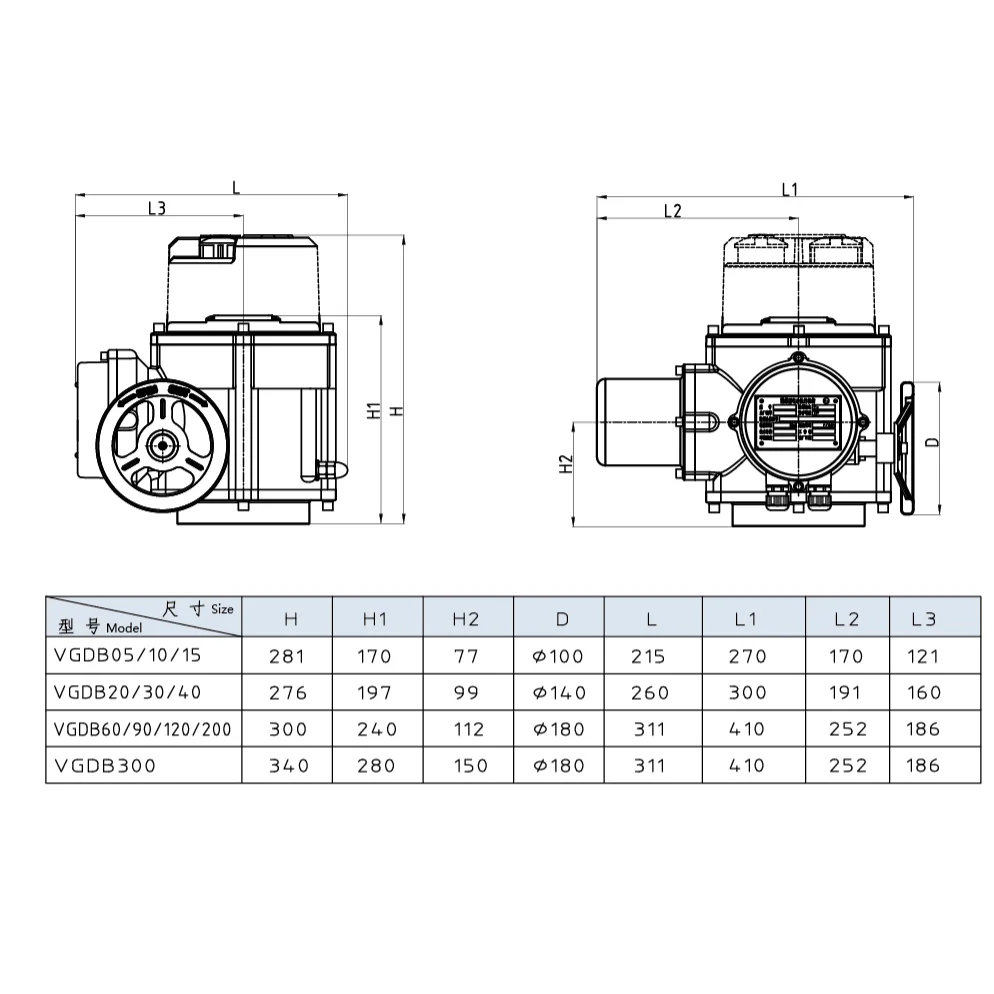 Partial Rotation Actuator Intelligent Regulation Type AC 380V Electric Motorized Electric Actuator