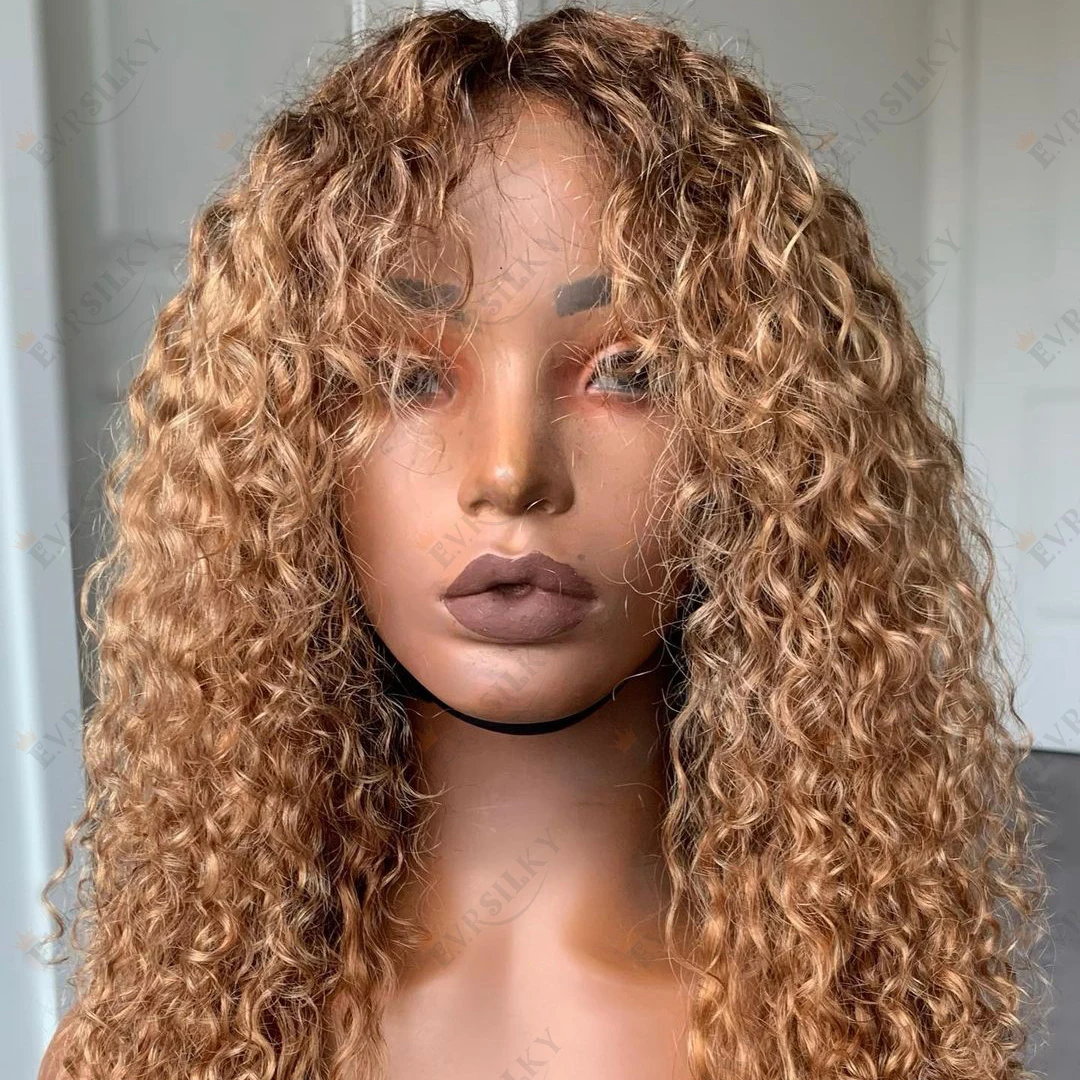 

Curly 13X6 Lace Frontal Wig Ombre Brown Honey Blonde Water Wave 5X5 Lace Closure 100% Human Hair Wigs For Women Brazilian Remy