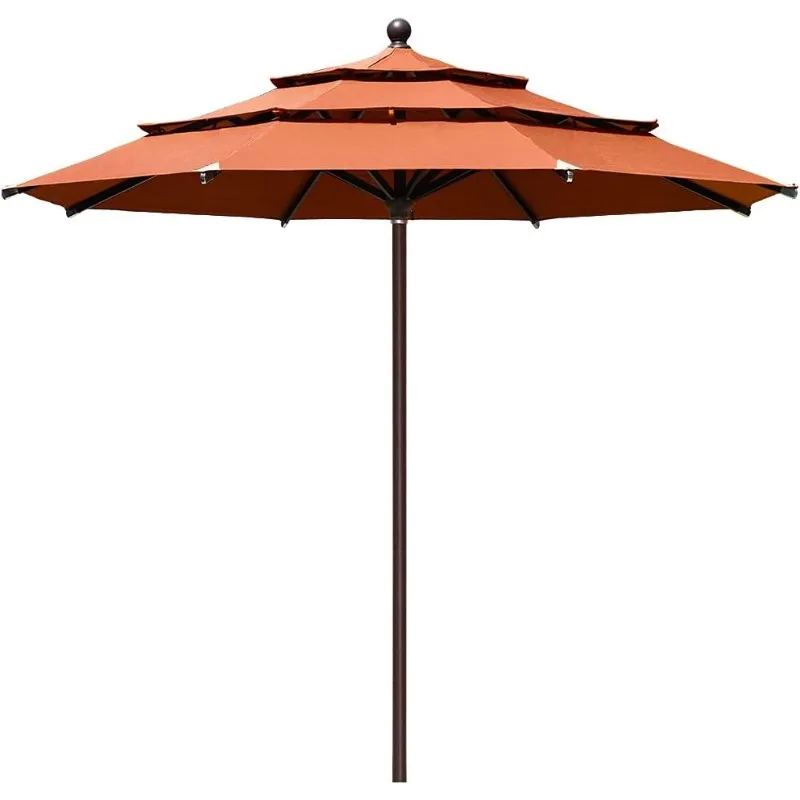 

USA 10-Year-Non-Fading 11Ft 3 Tiers Market Umbrella Patio Outdoor Cylinder Auto Push-up Table Umbrella with Ventilation