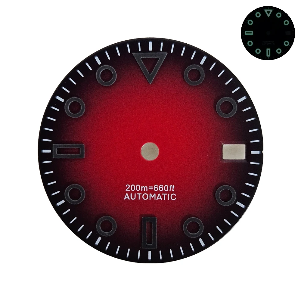 28.5mm gradient sunburst dial with blue-green luminous , compatible with NH35/NH36 movements