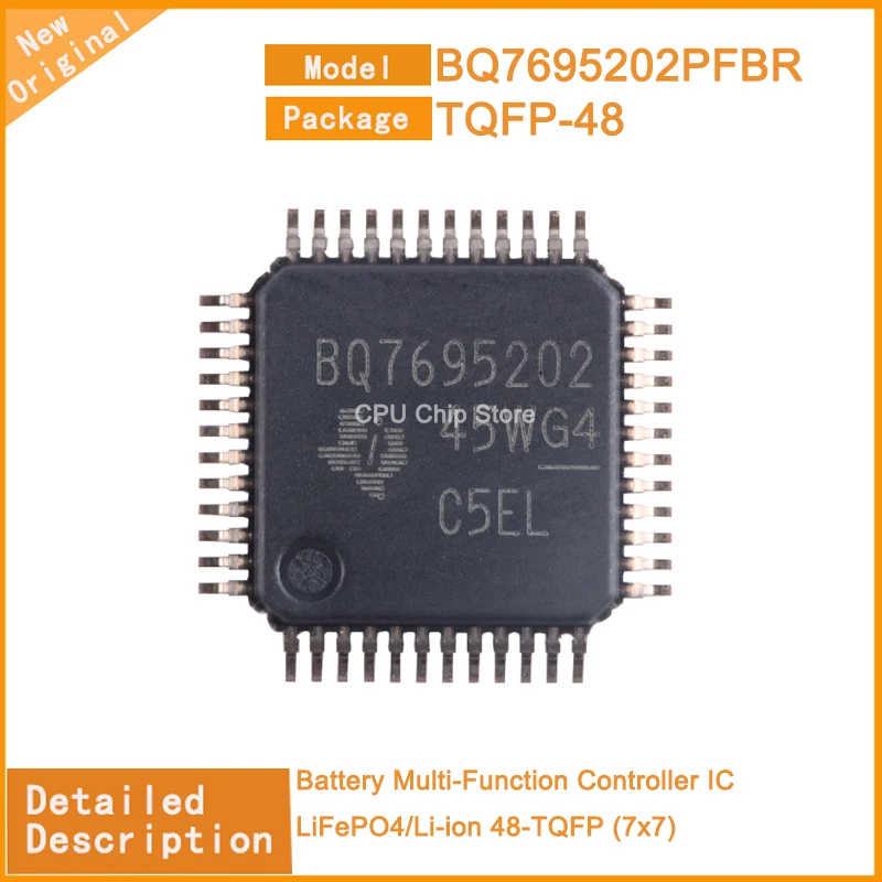 5Pcs/Lot  New Original  BQ7695202PFBR  BQ7695202 Battery Multi-Function Controller IC LiFePO4/Li-ion 48-TQFP (7x7)